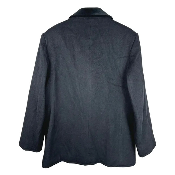 Vintage Bromley Collection Wool Blend Military Peacoat Velvet Collar Black Sz 12 - Picture 2 of 6